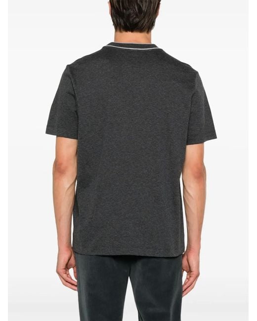 Peserico Black Contrasting-Collar T-Shirt for men