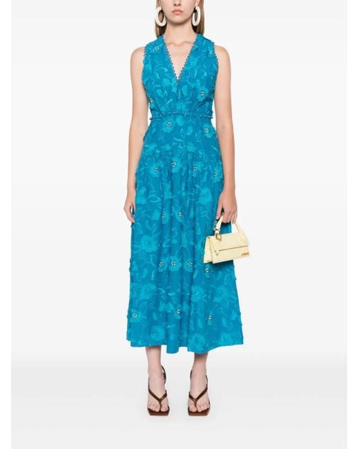 FARM Rio 3D Flower Sleeveless Midi Dress in Blue | Lyst FARM Rio 3D Flower Sleeveless Midi Dress in Blue | Lyst