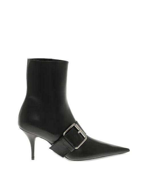 Balenciaga Black Buckle-Embellishment Pointed-Toe Ankle Boots