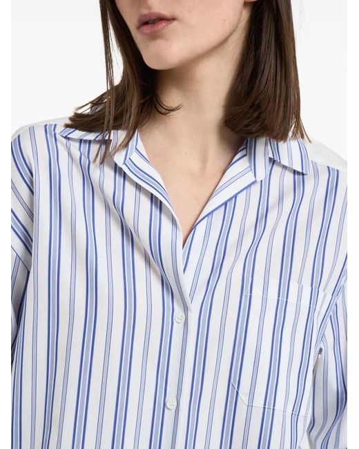 Weekend by Maxmara Blue Striped Button-Down Cotton Shirt