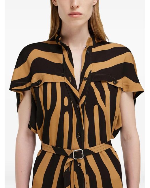 Ferragamo Metallic Twill Shirt Dress