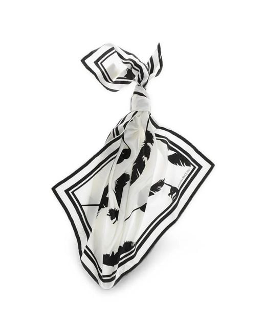McQueen Metallic Feather-Print Silk Scarf