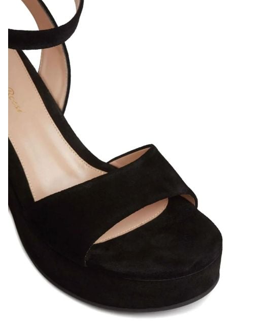 Gianvito Rossi ブロックヒール アンクルストラップ サンダル 55mm Black