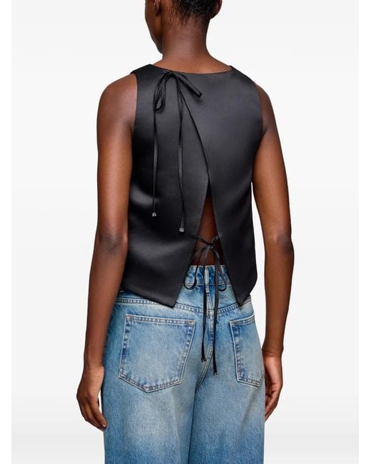 Ganni Blue Satin Tank Top