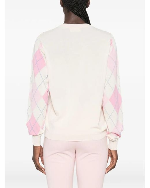ViCOLO Pink Pullover Mit Argyle-Muster