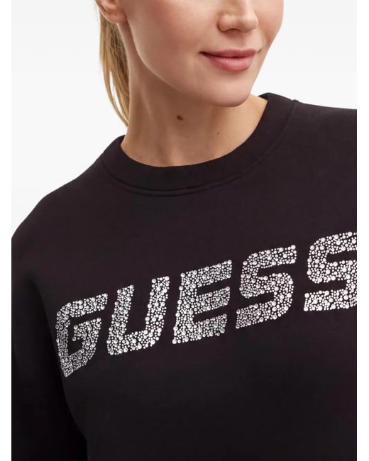 Guess Black Logo-Embellished Sweatshirt