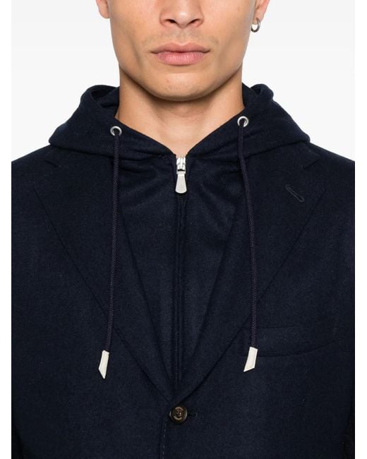 Blazer Monopetto Con Cappuccio di Eleventy in Blue da Uomo