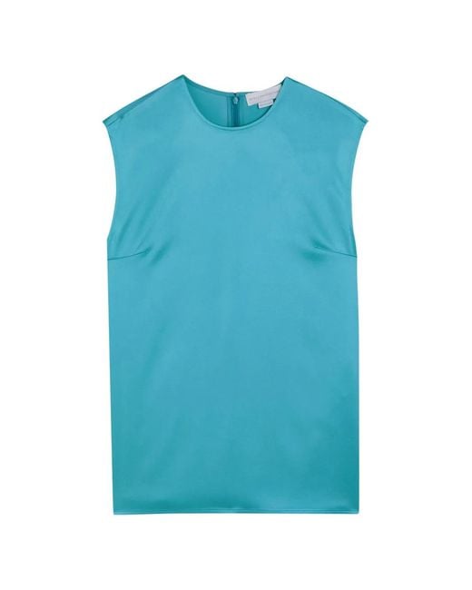 Stella McCartney Blue Satin Zip-Up Tank Top