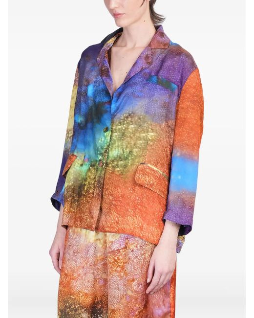 Yavi Blue Abstract-Print Blazer