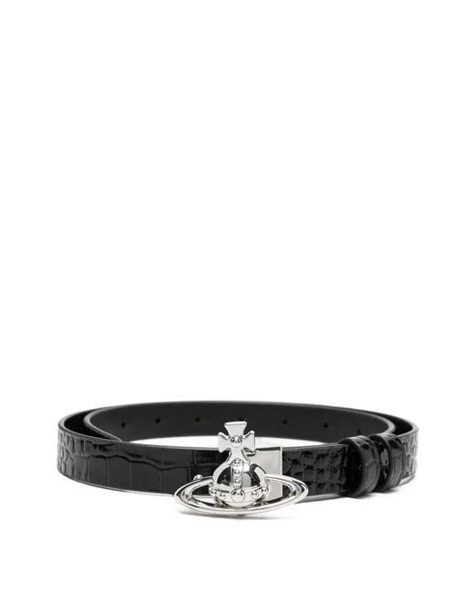 Vivienne Westwood White Crocodile-Effect Belt