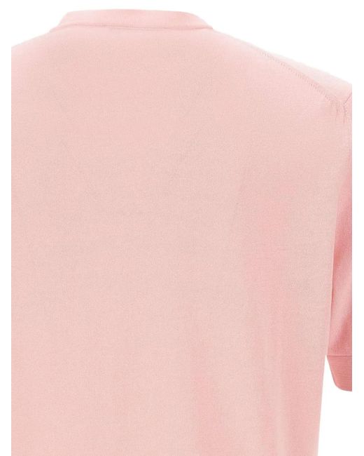 FILIPPO DE LAURENTIIS Pink Ribbed-Trim Short-Sleeve T-Shirt for men