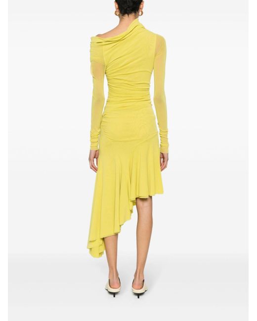 Philosophy Di Lorenzo Serafini Yellow Asymmetric Midi Dress
