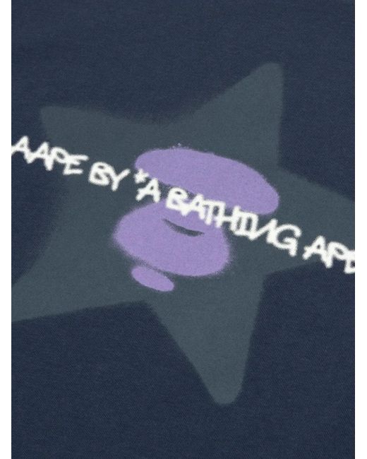Aape By A Bathing Ape Blue Aapeunvs Moonface-Print T-Shirt for men