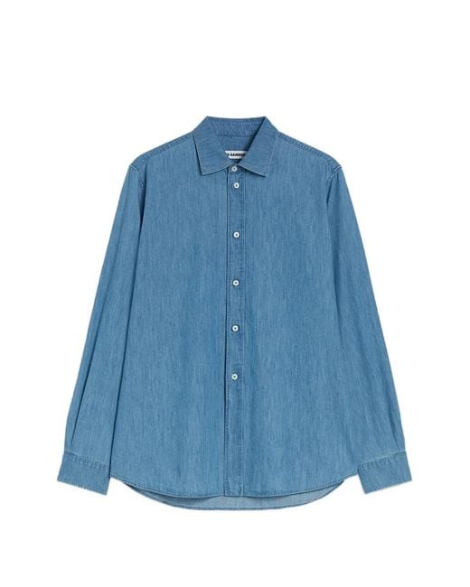 Jil Sander Blue Cotton Chambray Shirt for men