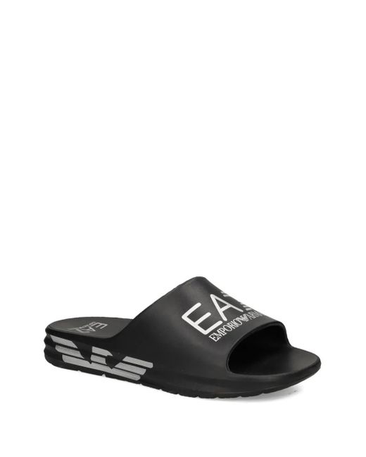 EA7 Black Logo Slides for men
