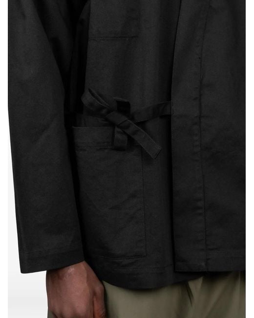 Universal Works Black Wrap-Front Kimono for men
