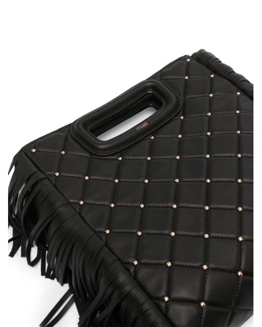 Maje Leren M Tas Met Studs in het Black