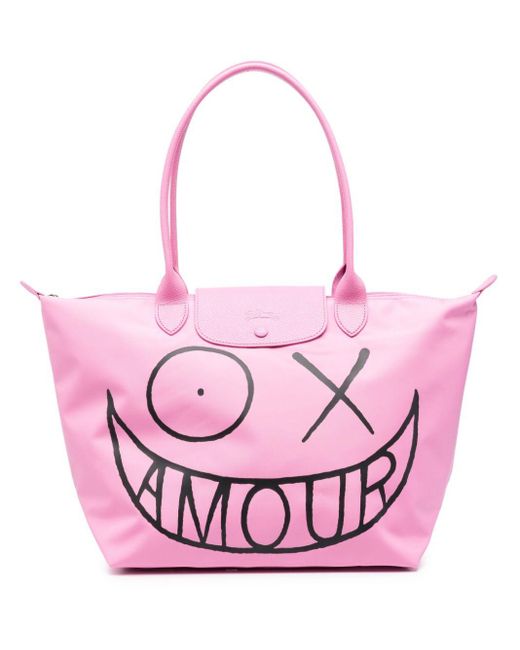 Longchamp Pink X André Logo-print Shoulder Bag