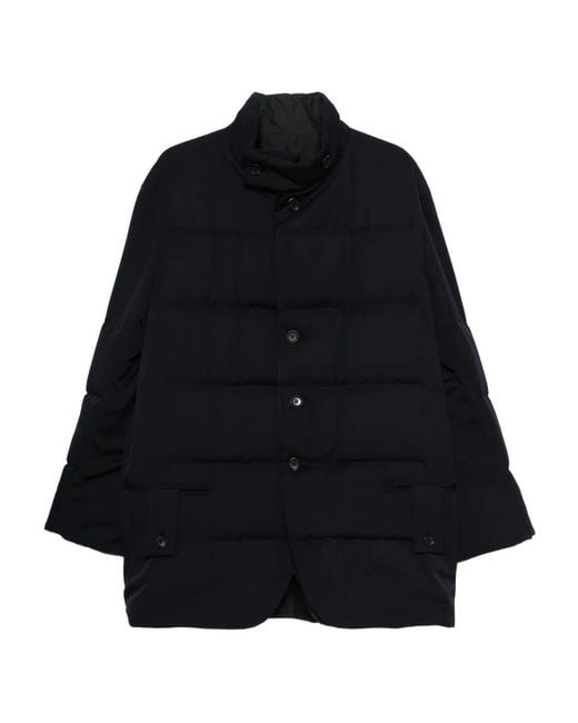 Yohji Yamamoto Blue High-Neck Padded Jacket for men