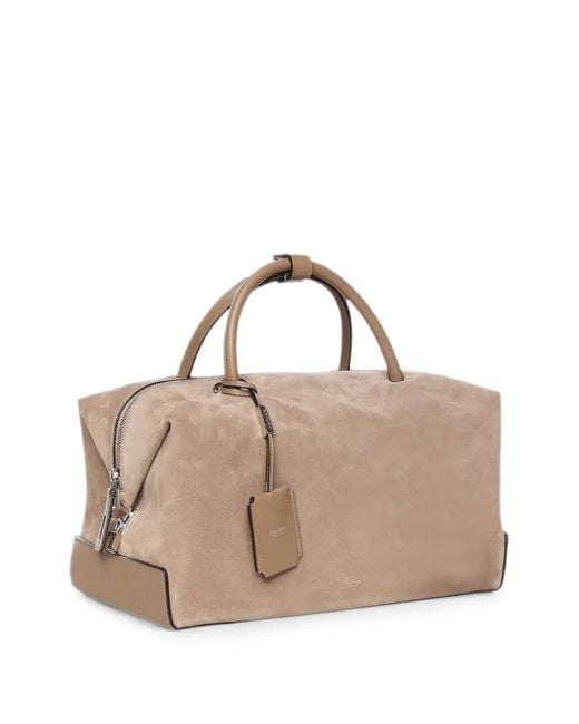 Max Mara Metallic Large Nubuck Leather Boston Bag