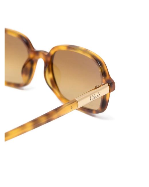 Chloé Metallic Rectangle-Shape Sunglasses