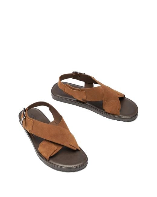 Scarosso Brown Massimo Suede Sandals for men