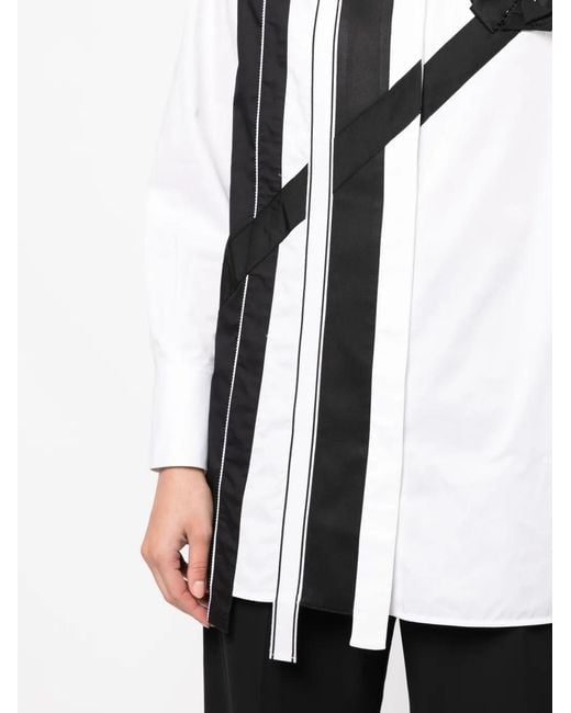 Shiatzy Chen Black Ribbon-Splicing Cotton Shirt