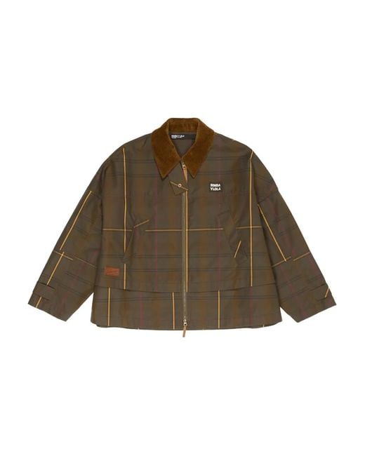 Bimba Y Lola Brown Check Corduroy-Collar Jacket