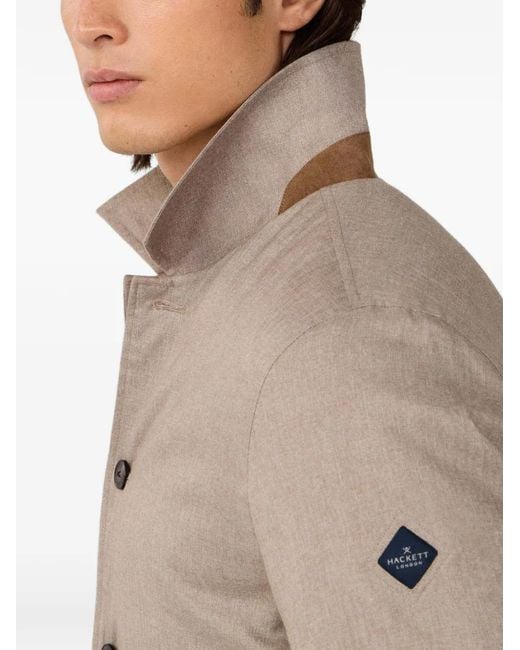 Hackett Brown Herringbone-Pattern Padded Overshirt for men
