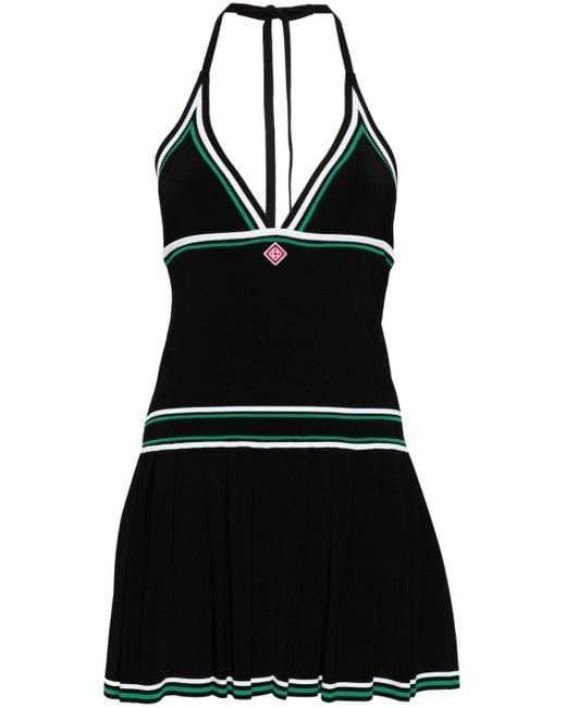 CASABLANCA Pleated Knit Day Dress in Black | Lyst