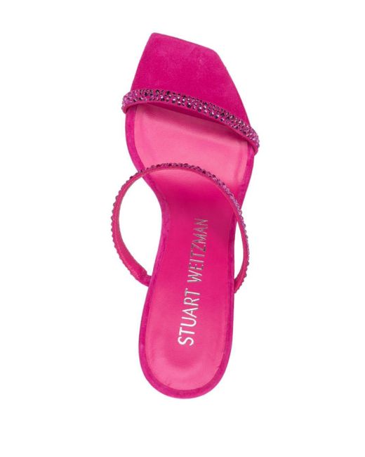 Stuart Weitzman Pink Aleena Royale 100mm Suede Sandals