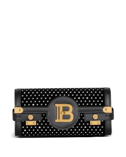 Bolso mini con placa del logo Balmain de color Black