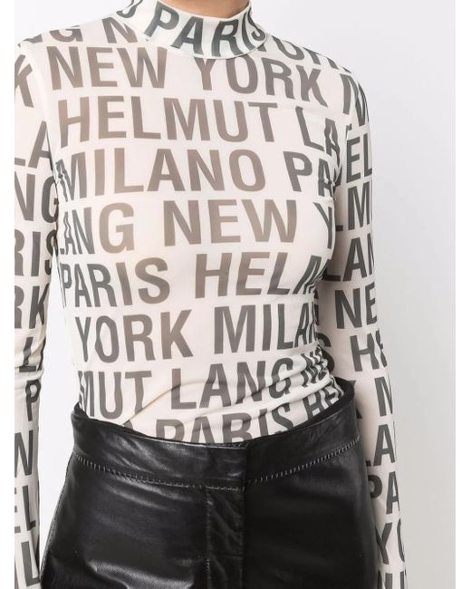 Helmut Lang White All-Over Logo Print Top