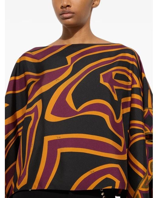Emilio Pucci Purple Labirinto Print Silk Blouse