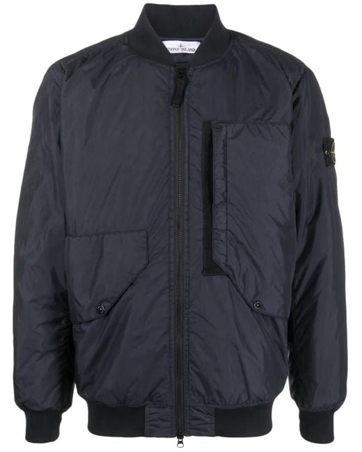 Stone Island Blue Compass-Badge Panelled Bomber Jacket for men
