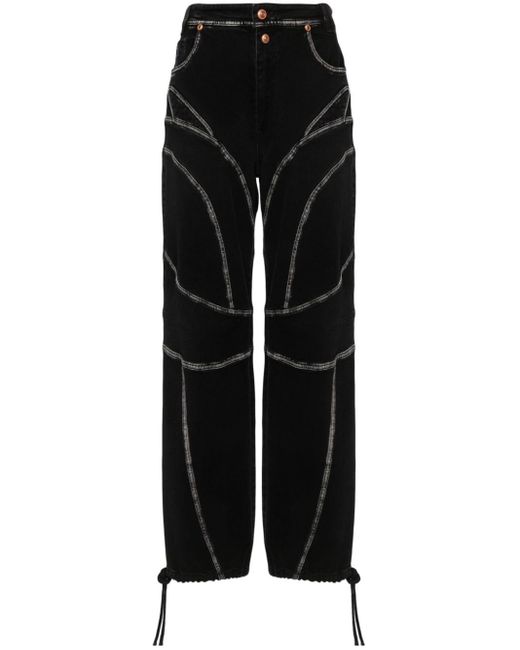 Versace Black Piece Number Straight-Leg-Jeans