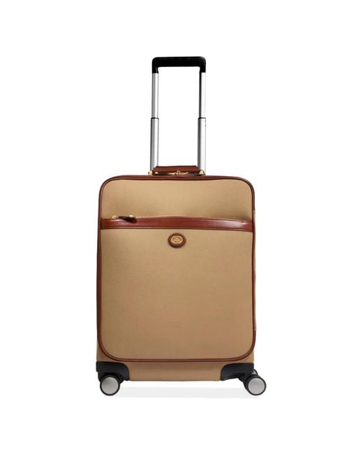 The Bridge Natural Story Viaggio Softi Leather-Trim Canvas Suitcase