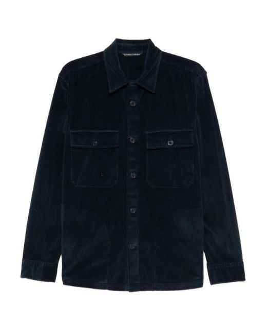 メンズ 120% Lino コーデュロイ シャツ Blue