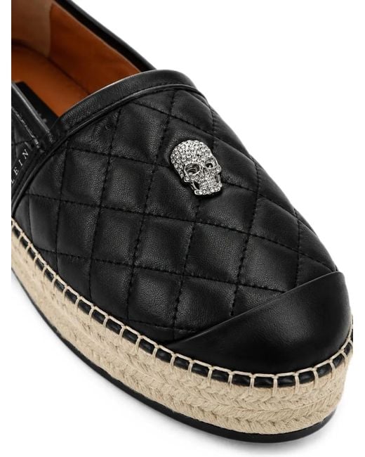 Philipp Plein Black Nappa Espadrillas Skull