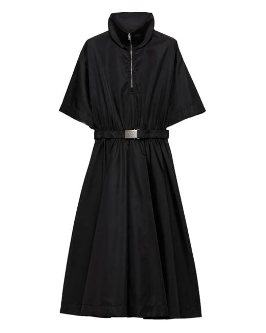 Prada Re-Nylon Midi-Jurk Met Ceintuur in het Black