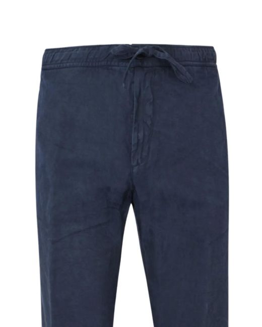120% Lino Blue Drawstring Trousers for men