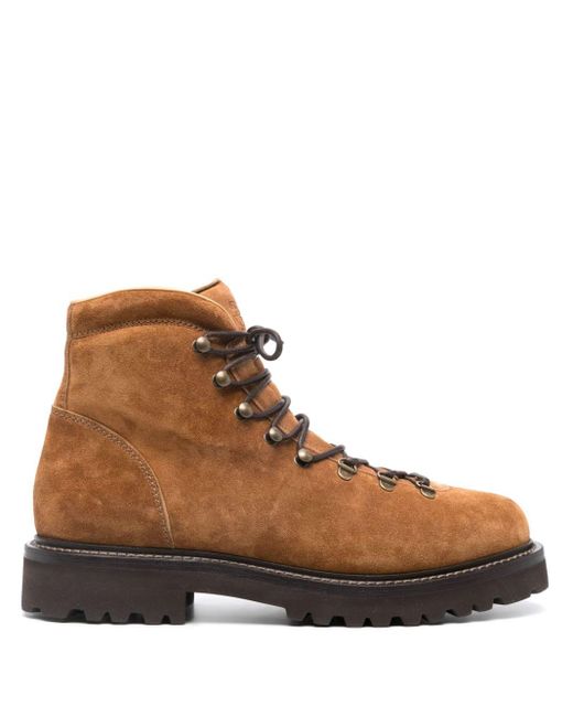 Mens brown suede top lace up boots