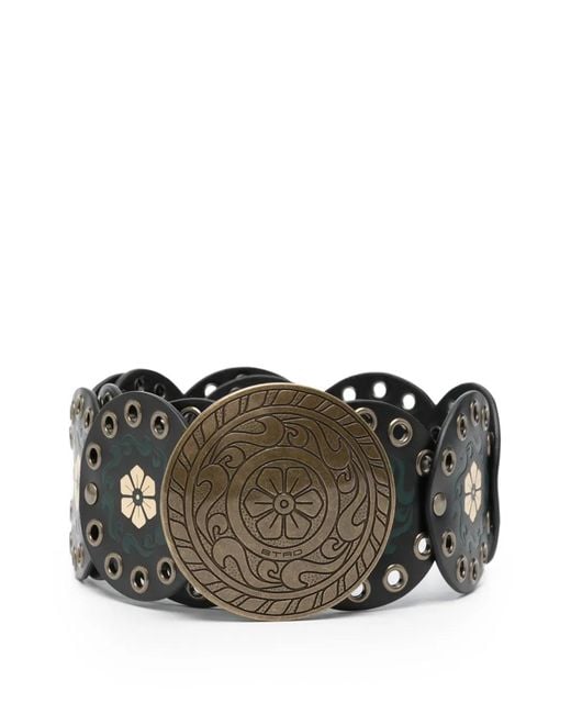 Etro Black Floral-Print Belt