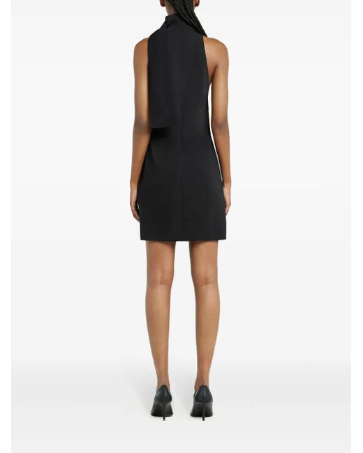 black mini dress with scarf Cecilia Scarf-Detail A-Line Mini Dress in Black