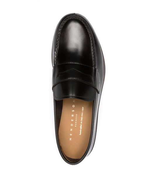 Henderson Black Round-toe Leather Loafers for men