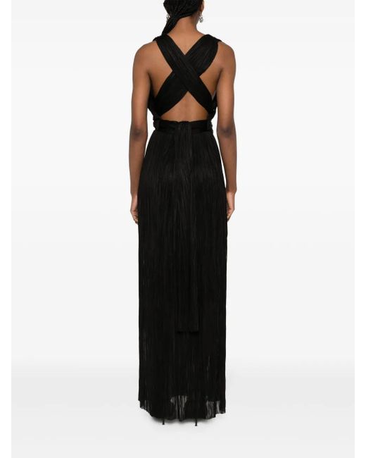 Maria Lucia Hohan Black Kim Plissé Silk Maxi Dress