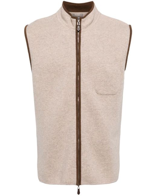 N.Peal Cashmere Natural Shaftsbury Organic Cashmere Gilet for men