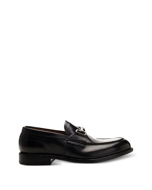 Al Duca D'aosta Black Horsebit-Detail Loafers for men