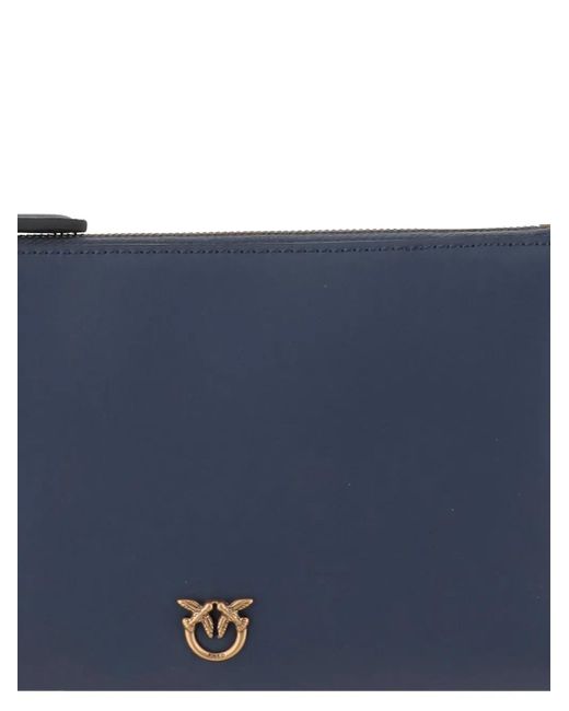 Clutch Con Placca Logo E Zip di Pinko in Blue