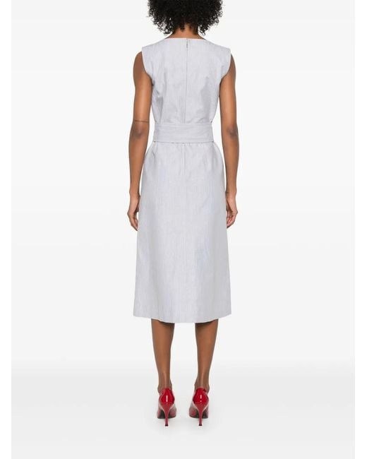 Thom Browne White Striped Midi Dress